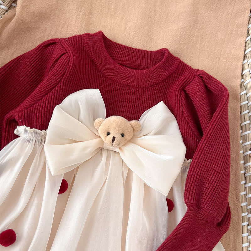 Knitting&organza Split Joint Long Sleeve Midi Dresses - image 7