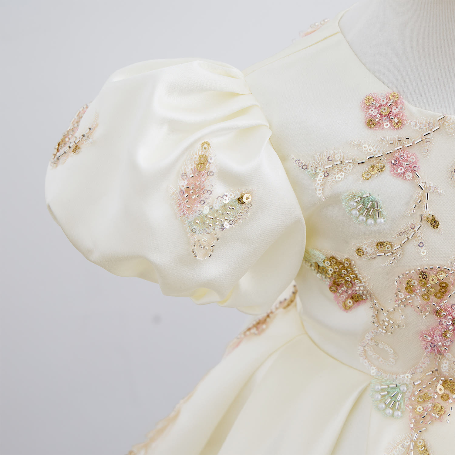 Satin Beaded Short Sleeve Midi Dresses - image 7