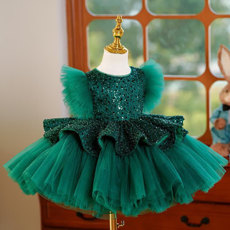 Mesh Folds Sequins Sleeveless Mid-long Dresses - image 3