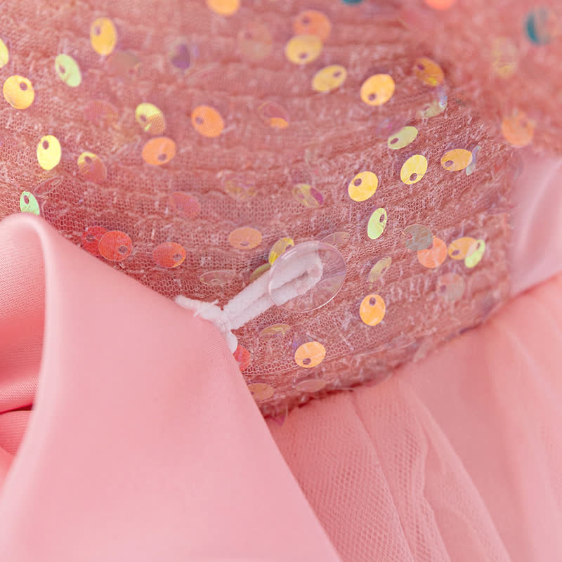 Sequins & Mesh Bow Sequins Short Sleeve Mid-long Dresses - image 14