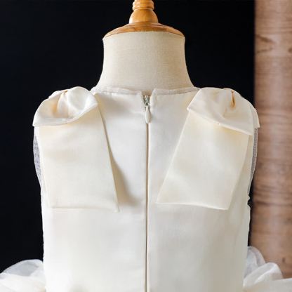 Chemical Fiber Blend Lace Bow Folds Sleeveless Mid-long Dresses - image 5