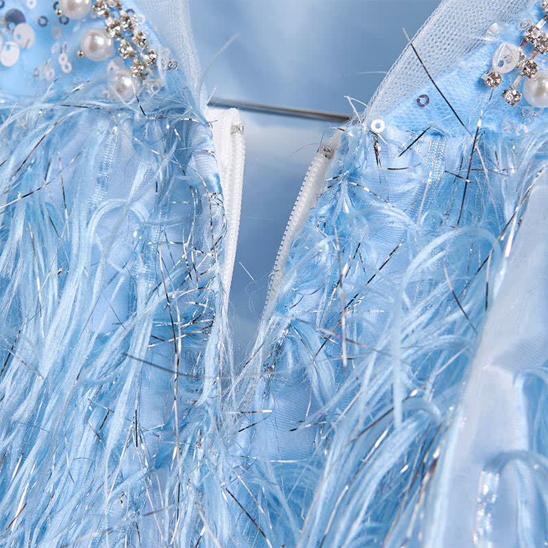 Beaded Tassel Puff Sleeve Mid-long Dresses - image 22