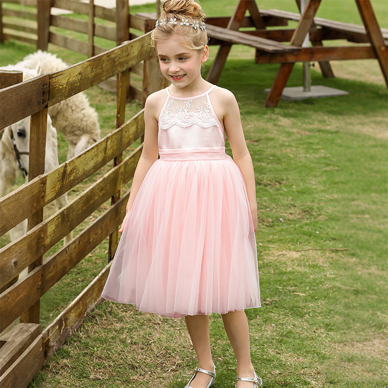 Mesh Lace Bow Lace Sleeveless Mid-long Dresses - image 5