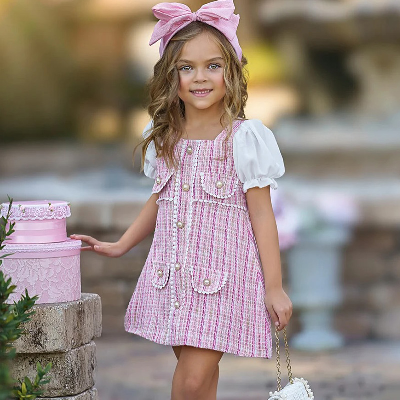 Tweed Split Joint Short Sleeves Midi Dresses - image 9