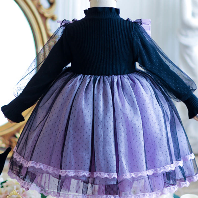 [Archive Sale] Yarn/wool Yarn Folds Lace Long Sleeve Mid-long Dresses - image 4
