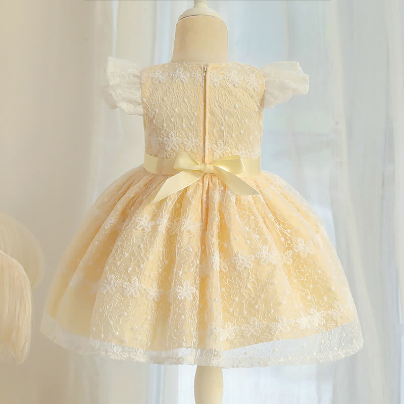 Lace Bow Cap Sleeve Midi Dresses - image 11