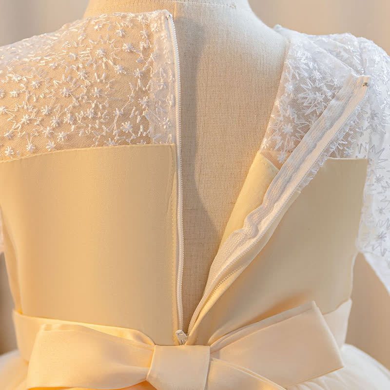 Embroidery Mesh Piping Long Sleeve Midi Dresses - image 5