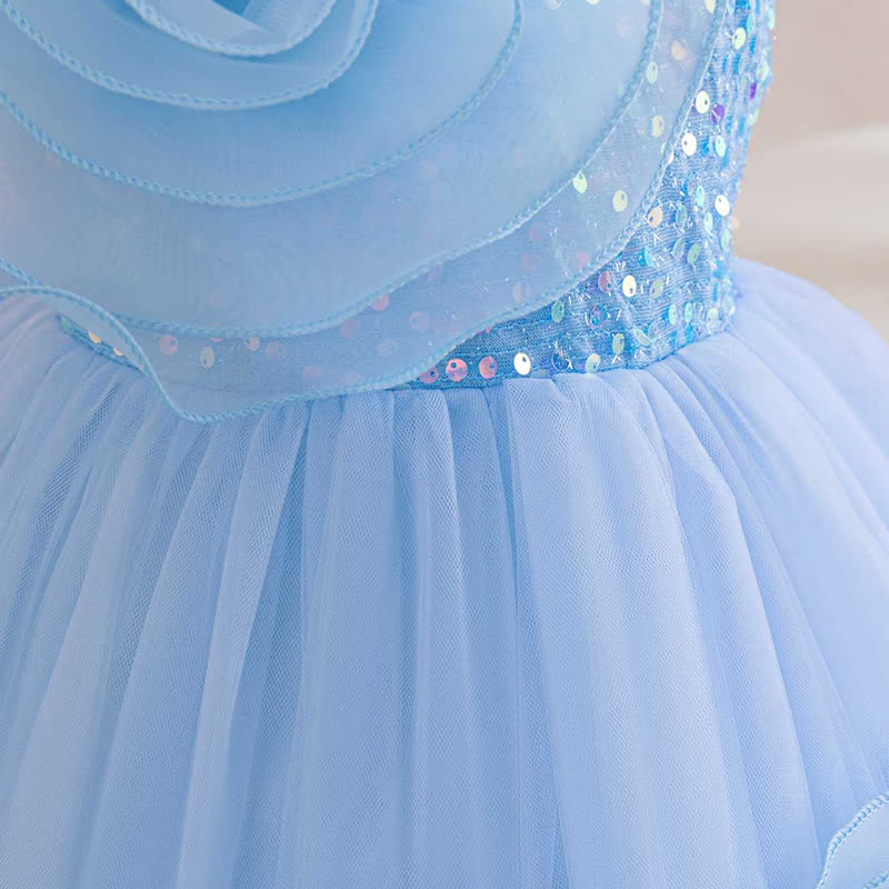 Mesh Rosette Sequins Sleeveless Mid-long Dresses - image 28