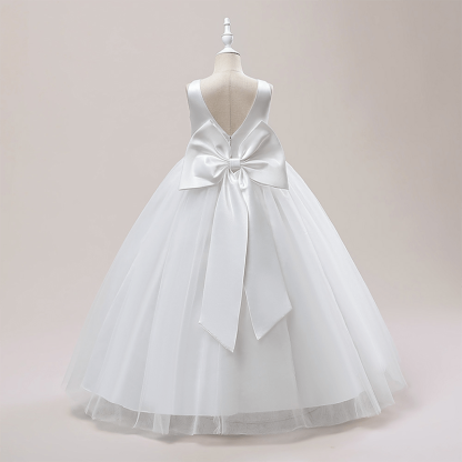 Satin & Mesh Bow Sleeveless Maxi Dresses - image 3