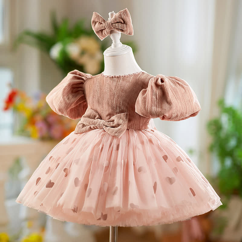 Corduroy Split Joint Bow Short Sleeve Midi Dresses - image 3