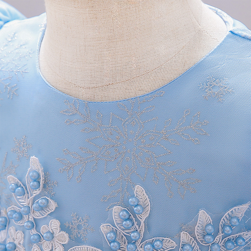 Mesh Christmas Folds Rosette Short Sleeve Mid-long Dresses - image 26