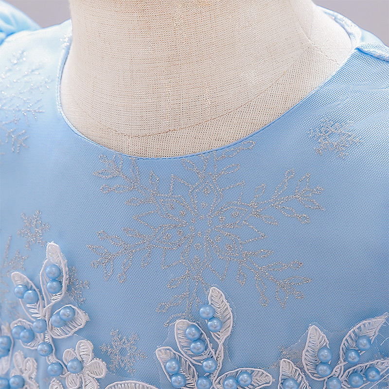 Mesh Christmas Folds Rosette Short Sleeve Mid-long Dresses - image 26