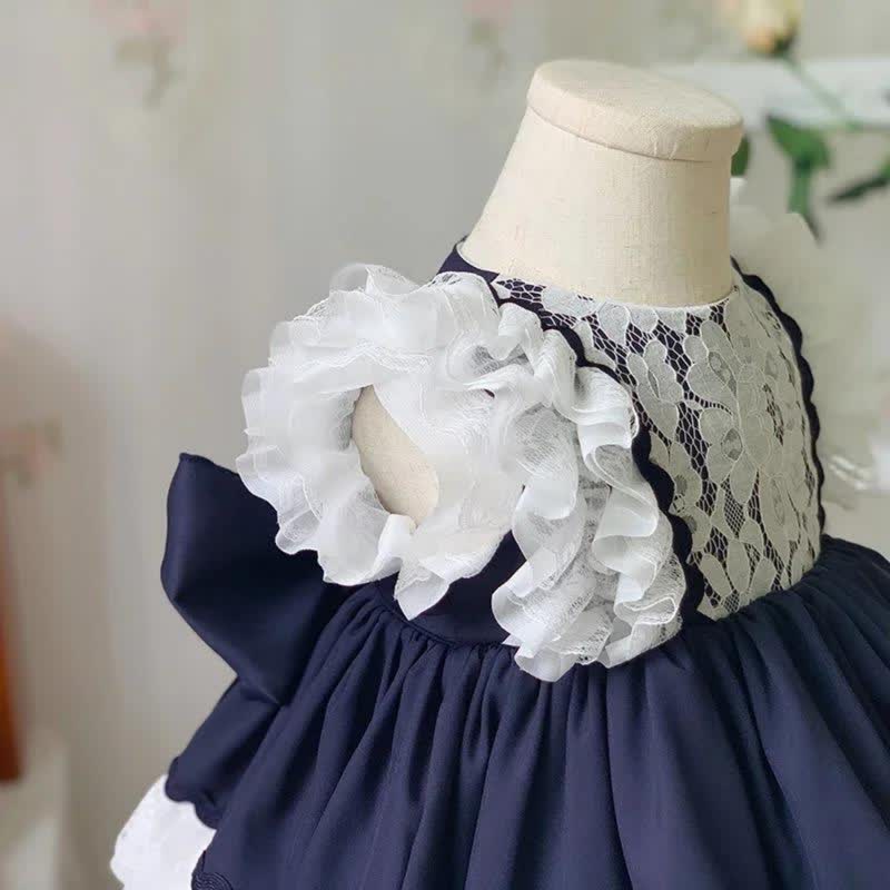 Cotton & Lace Lace Edge  Lace Cap Sleeve Short Dresses - image 6