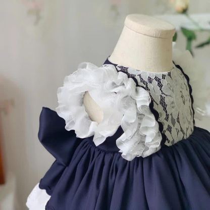 Cotton & Lace Lace Edge  Lace Cap Sleeve Short Dresses - image 6