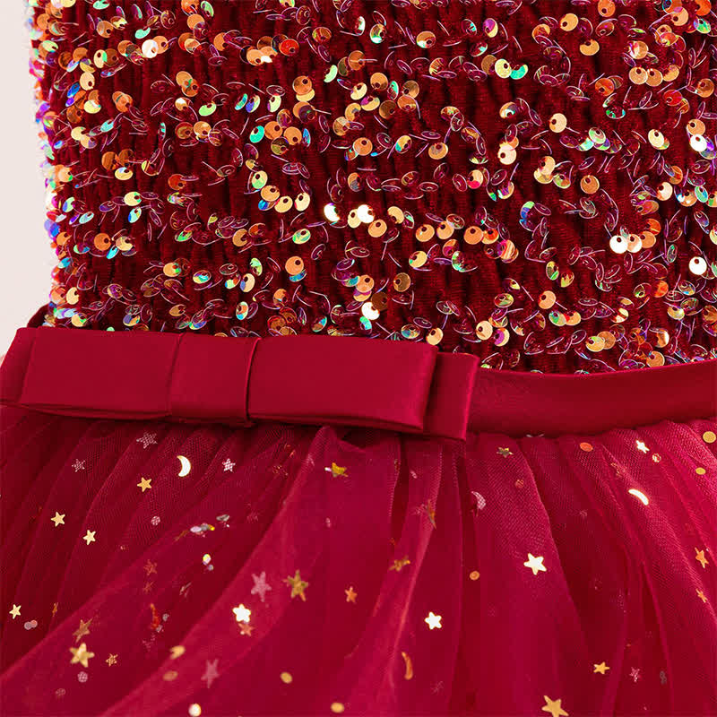 Sequins & Mesh Bow Sequins Sleeveless Maxi Dresses - image 46