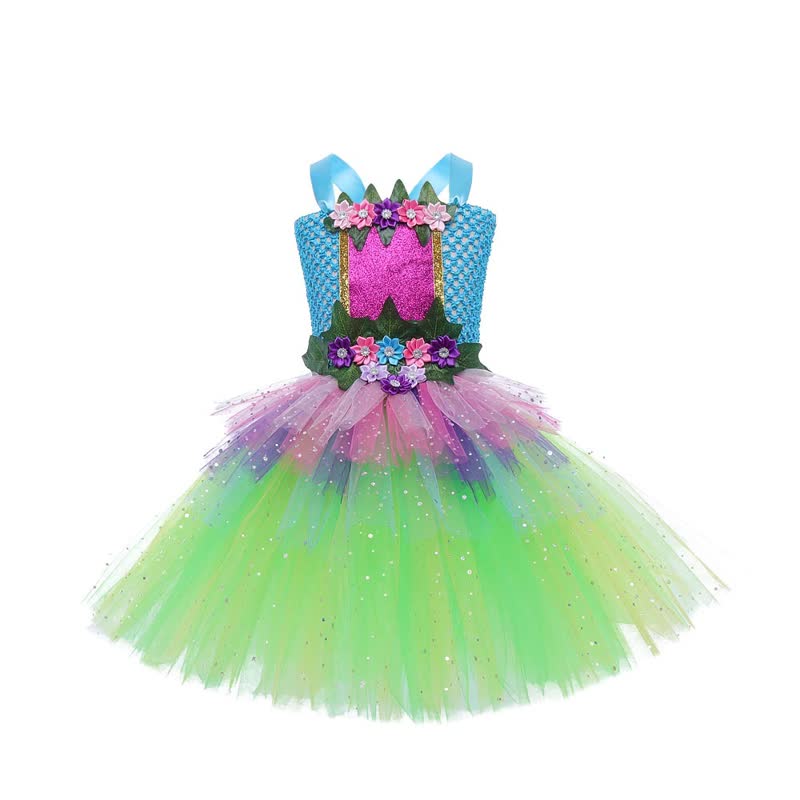 Mesh Rosette Sleeveless Midi Dresses - Light Green - 10-12Y - image 6