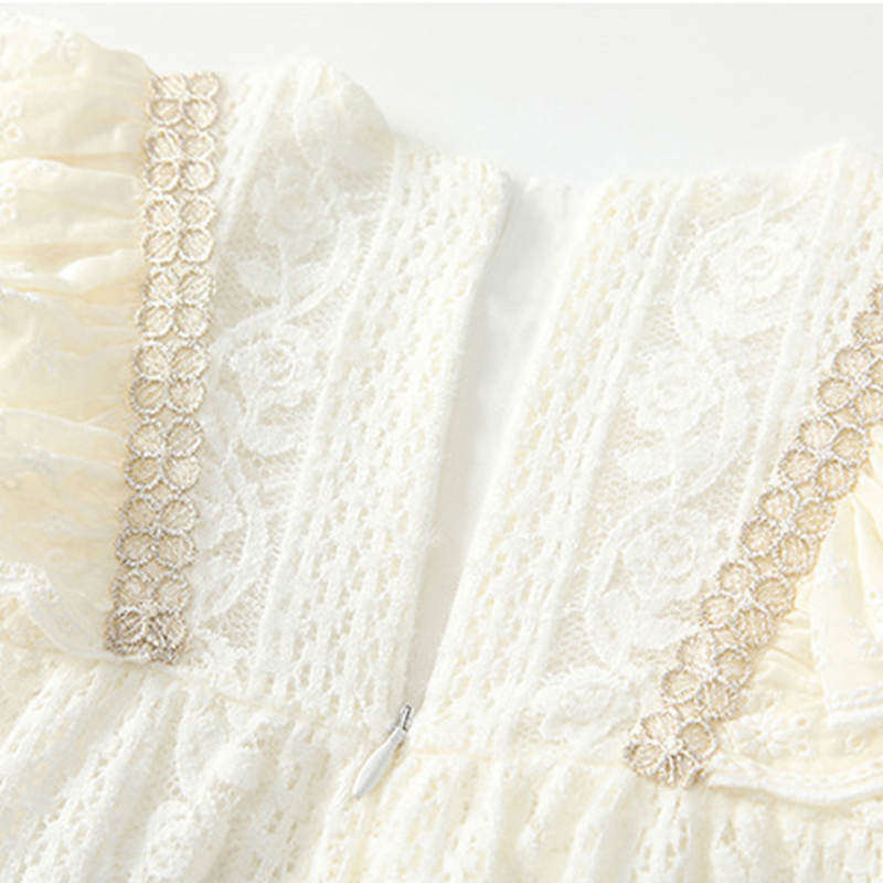 [Archive Sale] Nylon Folds Lace Edge Bow Long Sleeve Regular Bodysuit - image 13