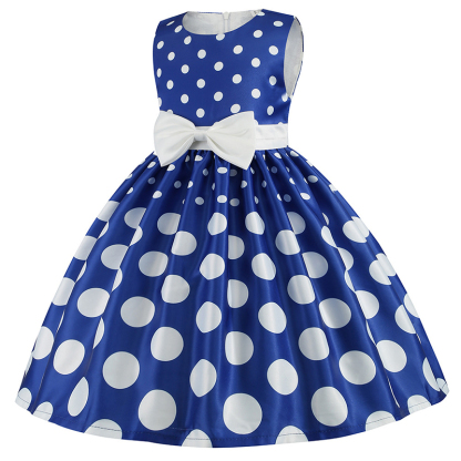 Satin Printing Bow Sleeveless Regular Dresses - image 13