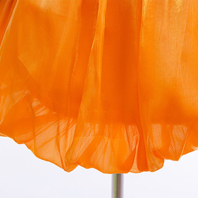 Chemical Fiber Blend Folds Short Sleeve Mid-long Dresses - image 10