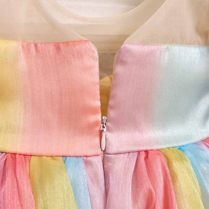 Organza Rainbow Pearls Short Sleeve Long Dresses - image 6