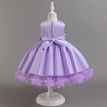 [Archive Sale] Satin & Mesh Bow Sleeveless Mid-long Dresses - image 9
