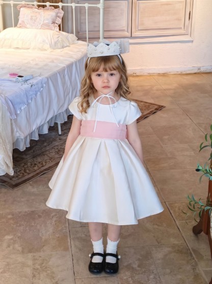 Satin Bow Short Sleeve Short Dresses - image 5