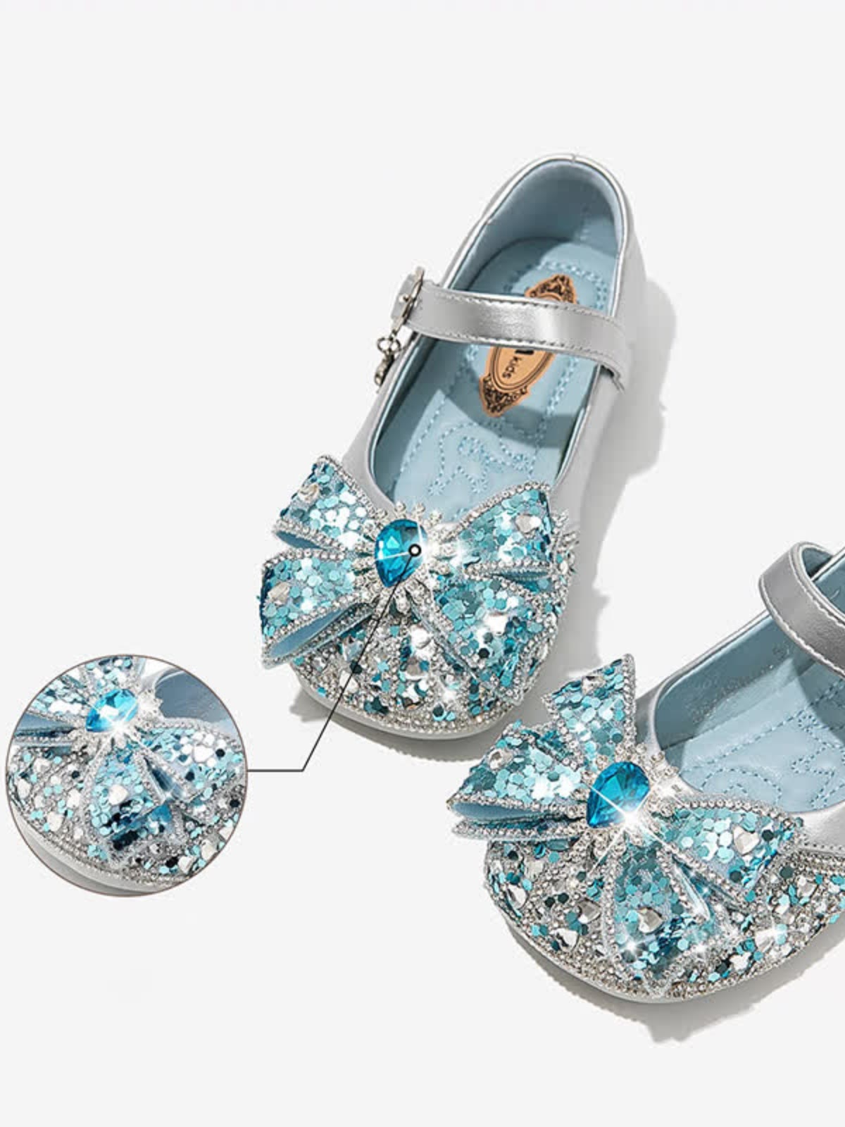 Solid Bow Rhinestones Round Toe Flats  - image 3