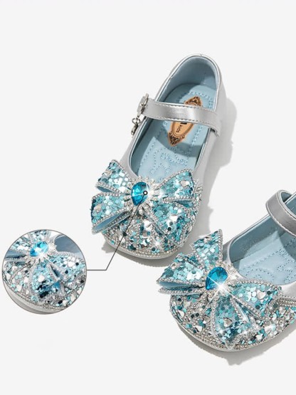 Solid Bow Rhinestones Round Toe Flats  - image 3