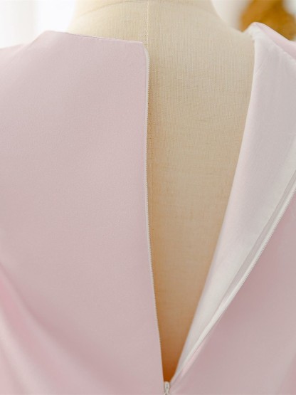 Satin Rosette Sleeveless Short Dresses - image 9