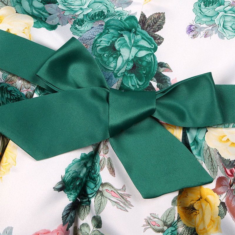 Satin Bow Short Sleeve Midi Dresses - image 40