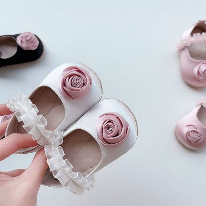 Solid Rosette Ballet Round Toe Flats - White - 13cm - image 5