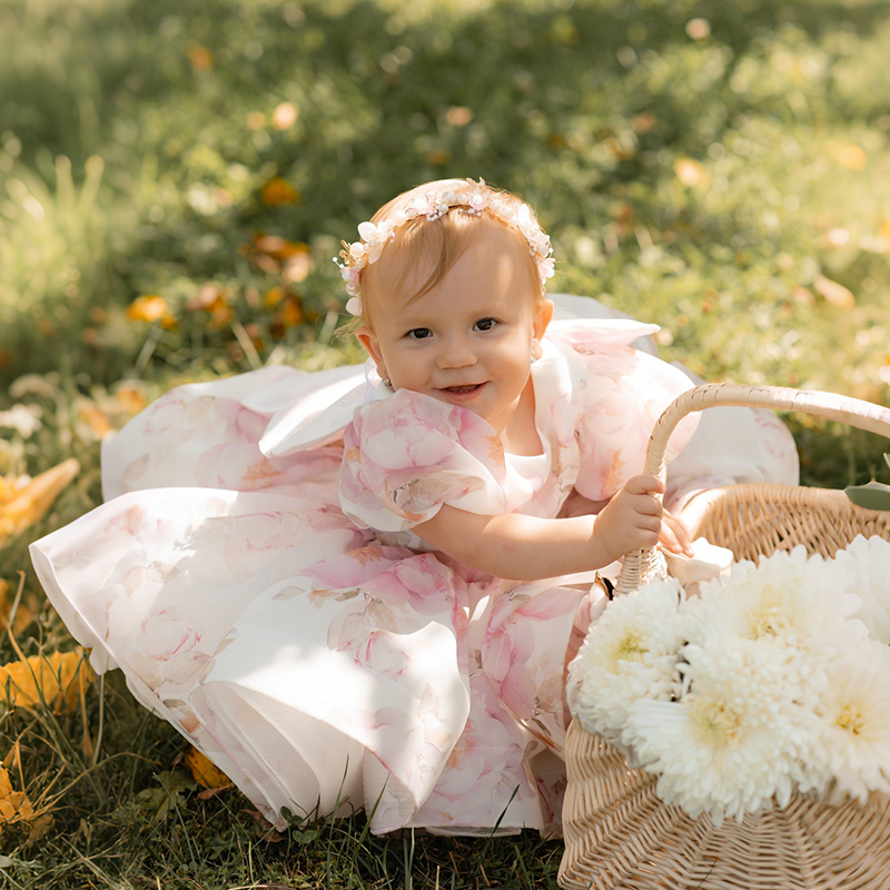 Organza Bow Printing Short Sleeve Midi Dresses - image 8