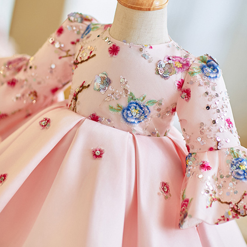 Satin Sequins Long Sleeve Midi Dresses - image 7