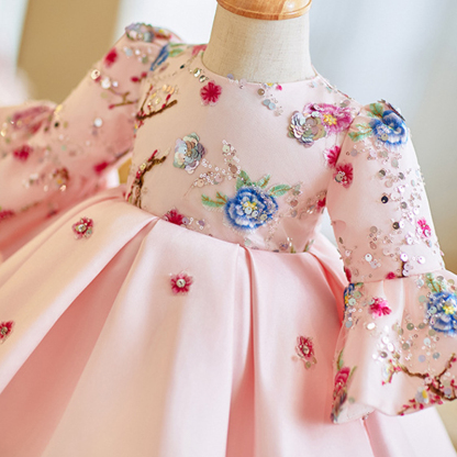 Satin Sequins Long Sleeve Midi Dresses - image 7