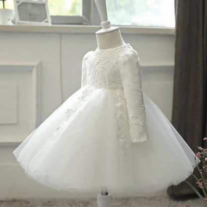 Mesh Applique Long Sleeve Midi Dresses - image 3