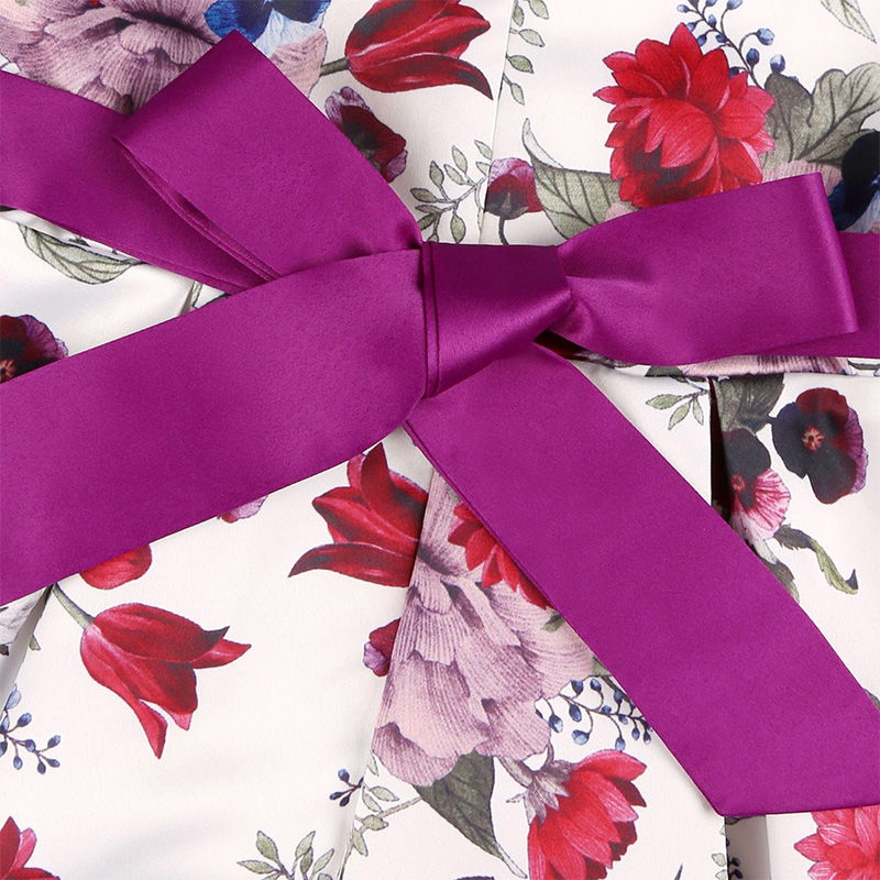 Satin Bow Short Sleeve Midi Dresses - image 5