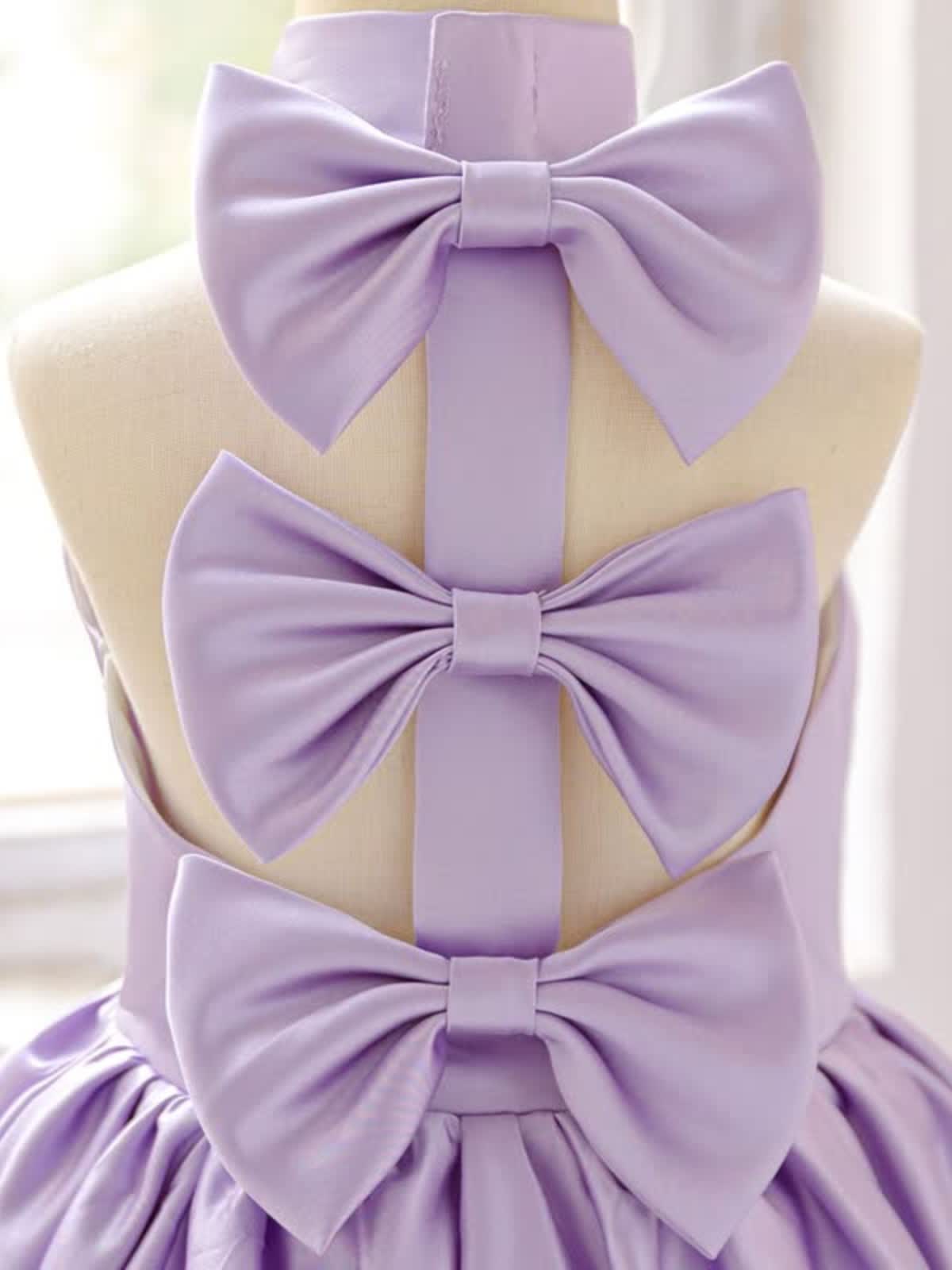 Satin Bow Backless Sleeveless Short Dresses - image 12