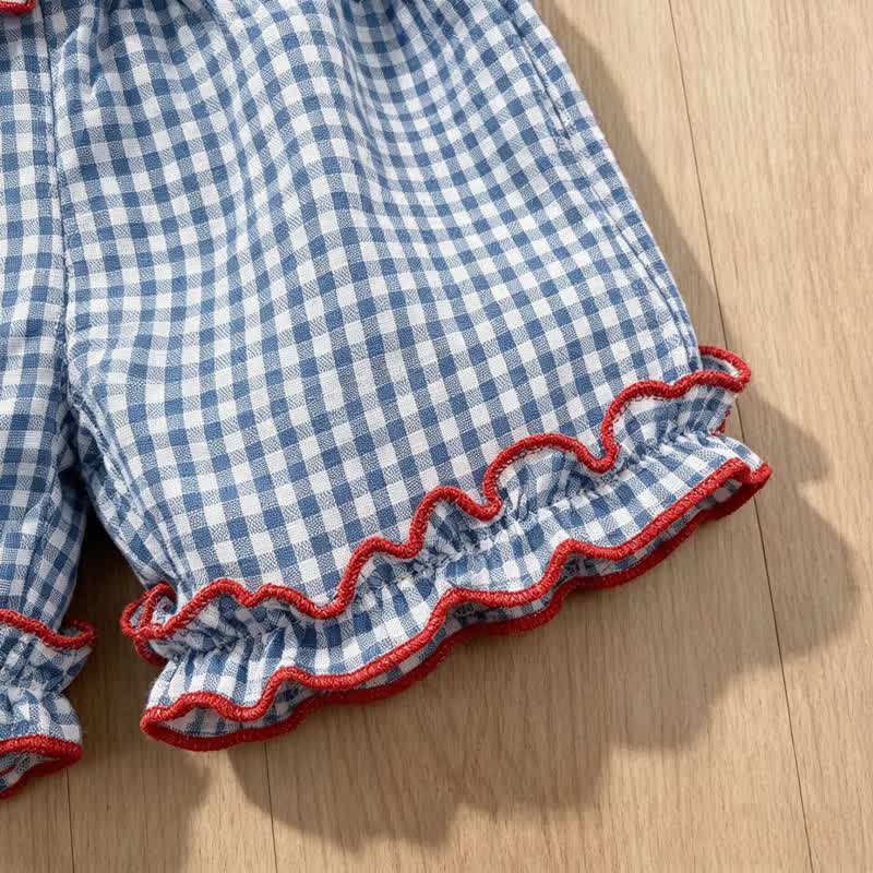 Cotton-blend Binding Sleeveless Shorts Two-piece Set - image 7