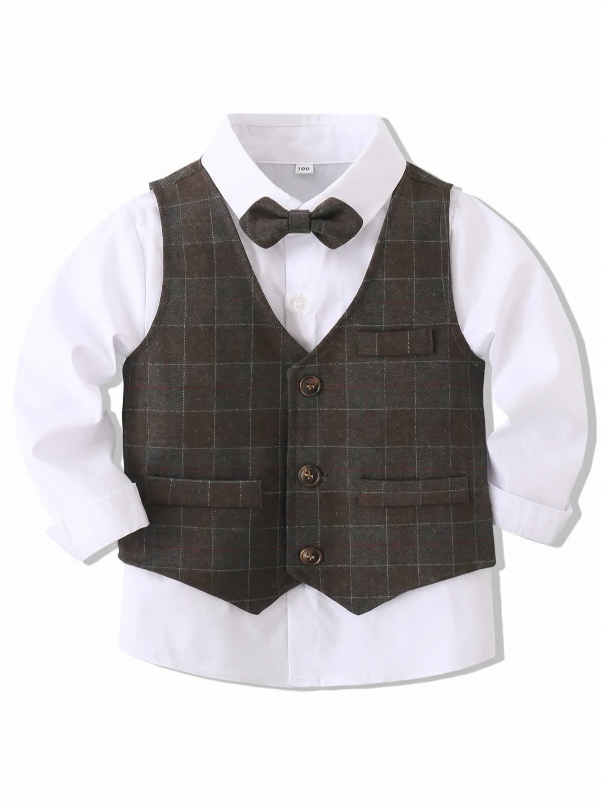 Cotton Bow Long Sleeve Regular 3-piece Formal Suit - image 18