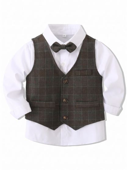 Cotton Bow Long Sleeve Regular 3-piece Formal Suit - image 18