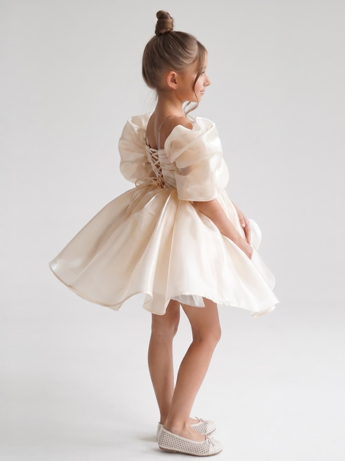 Organza Gathered Sleeveless Short Dresses - image 3