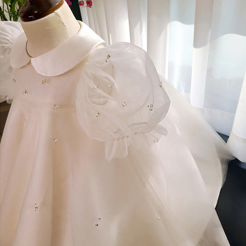 Mesh Imitation Pearls Sleeveless Mid-long Dresses - image 3