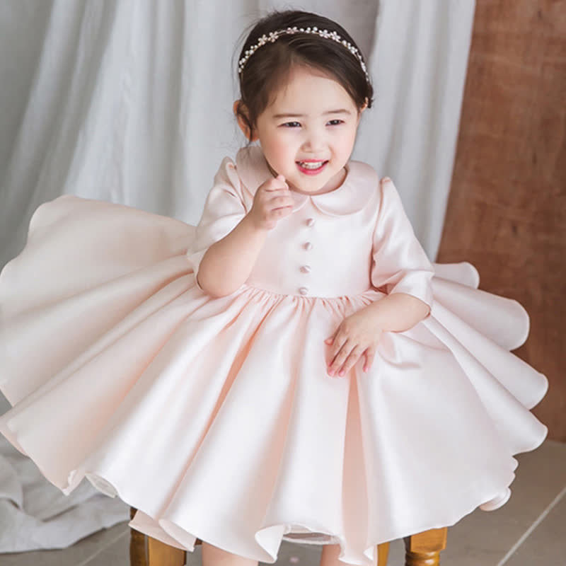 Chemical Fiber Blend Buckle Long Sleeve Mid-long Dresses - image 3