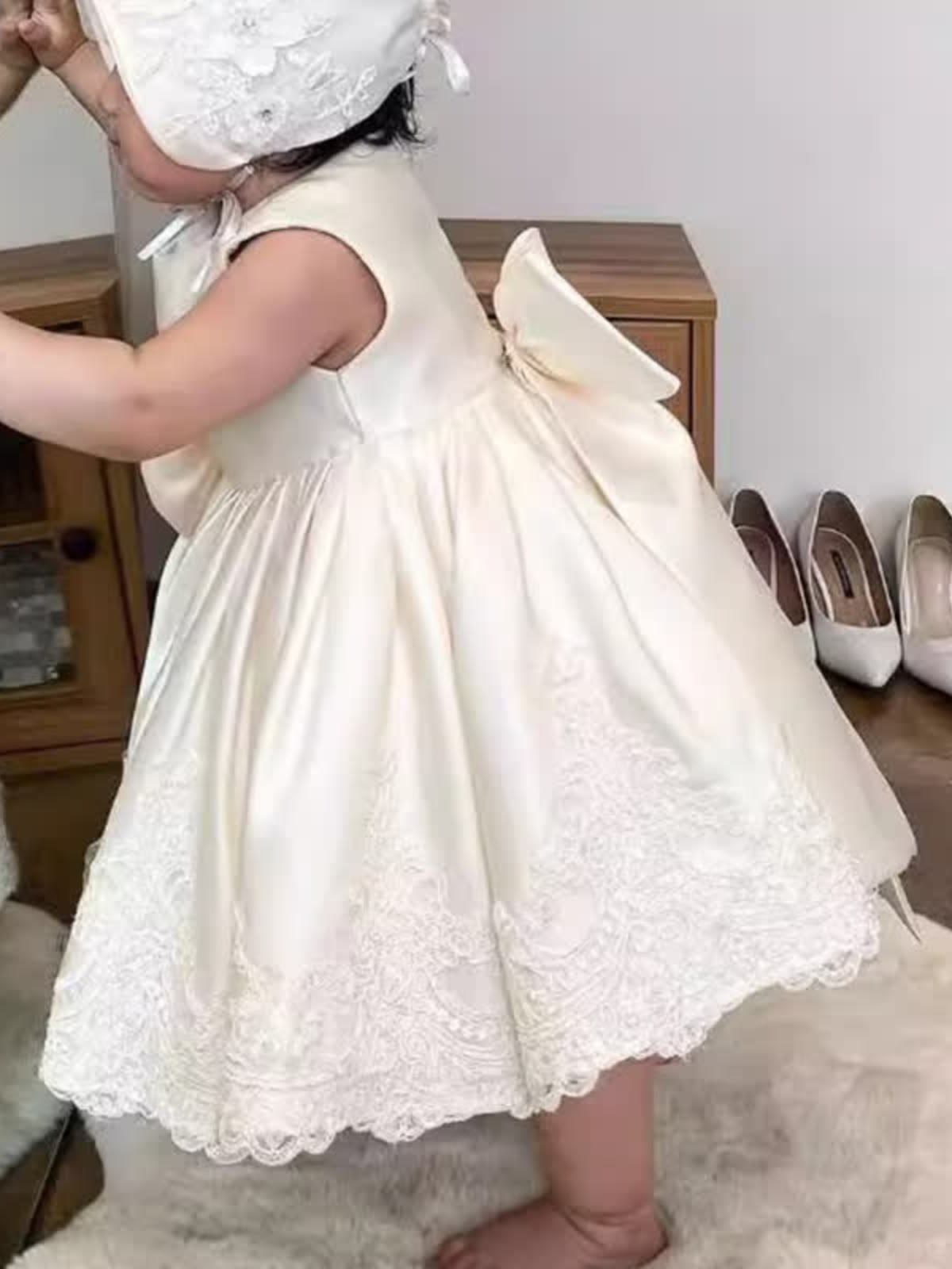 Satin Stitching Lace Bow Sleeveless Midi Dresses - image 3