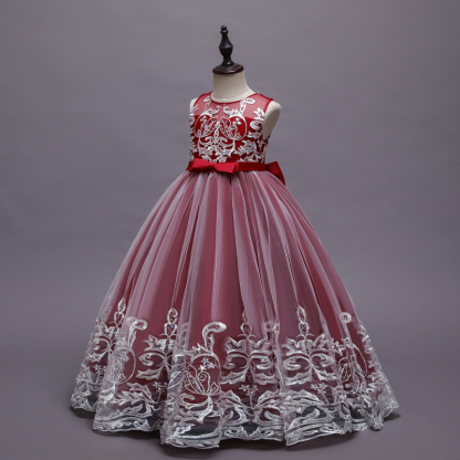 Mesh Lace Bow Lace Sleeveless Long Dresses - image 35