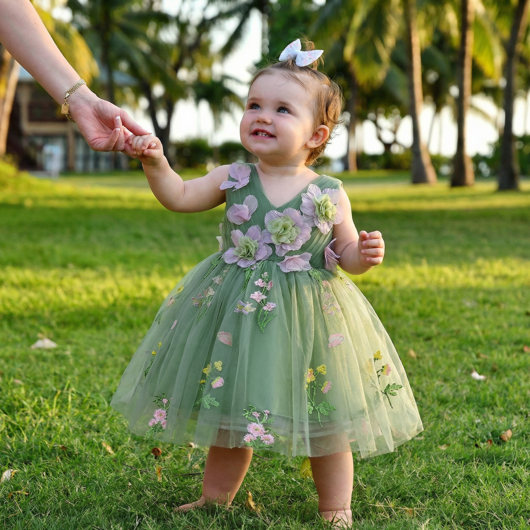 Mesh Rosette Sleeveless Midi Dresses