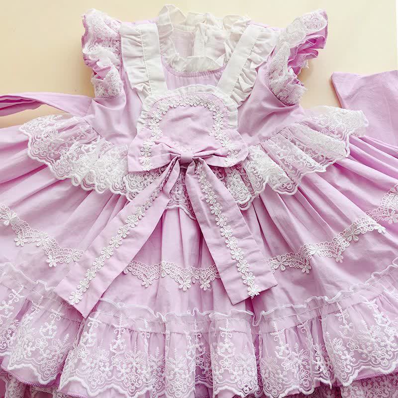 100% Cotton Lace Bow Sleeveless Midi Dresses - image 7