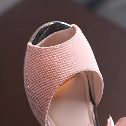 Solid Sequins Rosette Open Toe Mary Janes - image 6