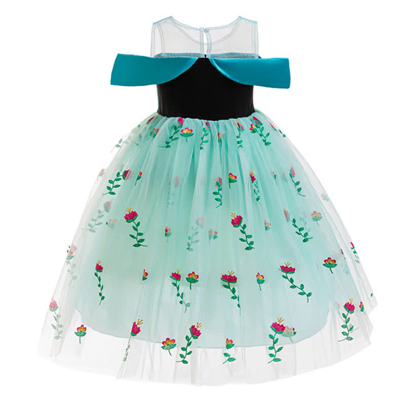 Mesh Floral Embroidery Patterns Split Joint Sleeveless Mid-long Dresses - image 3