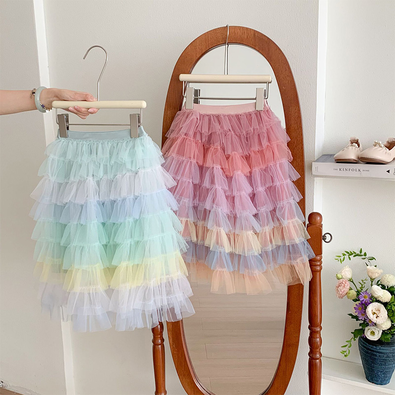 Mesh Folds Mid-long Skirts - image 6